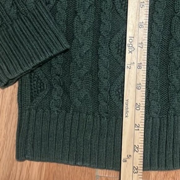 Croft & Barrow Green Chunky Cable Knit Turtleneck Cotton Pullover Sweater Large - Picture 5 of 9
